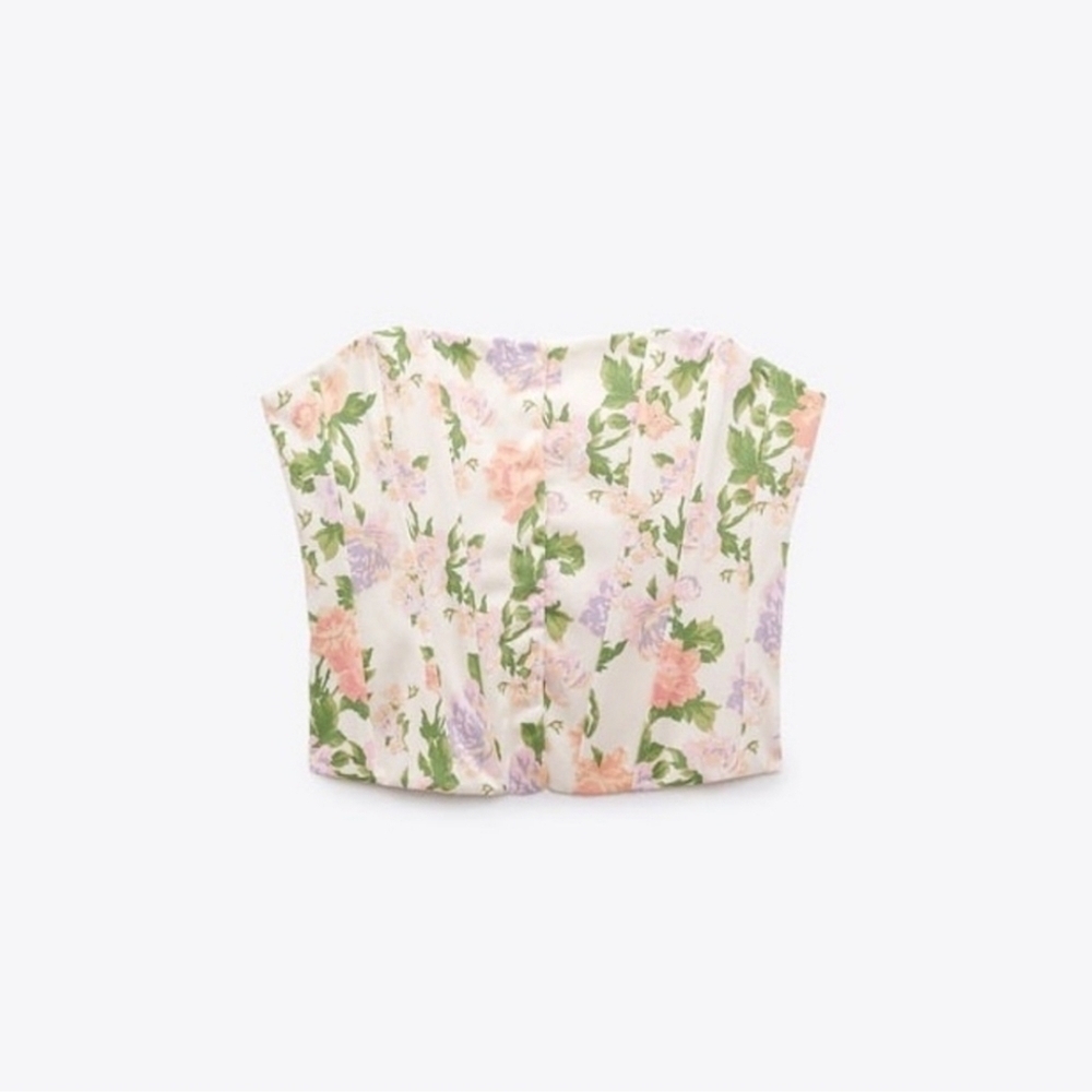 ZARA floral corset top size M